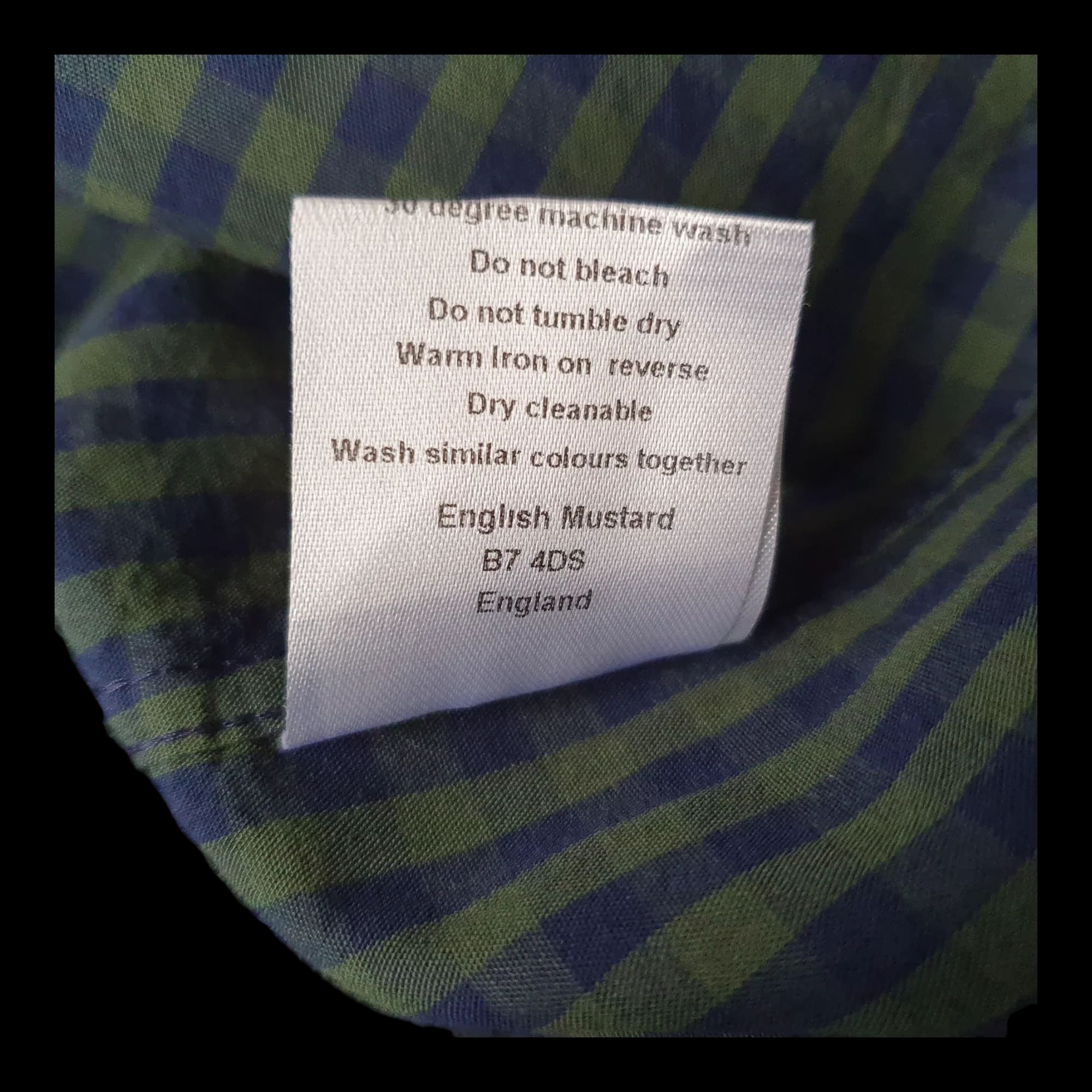 Mens Shirt English Mustard Green Blue Check Long Sleeve Uk
